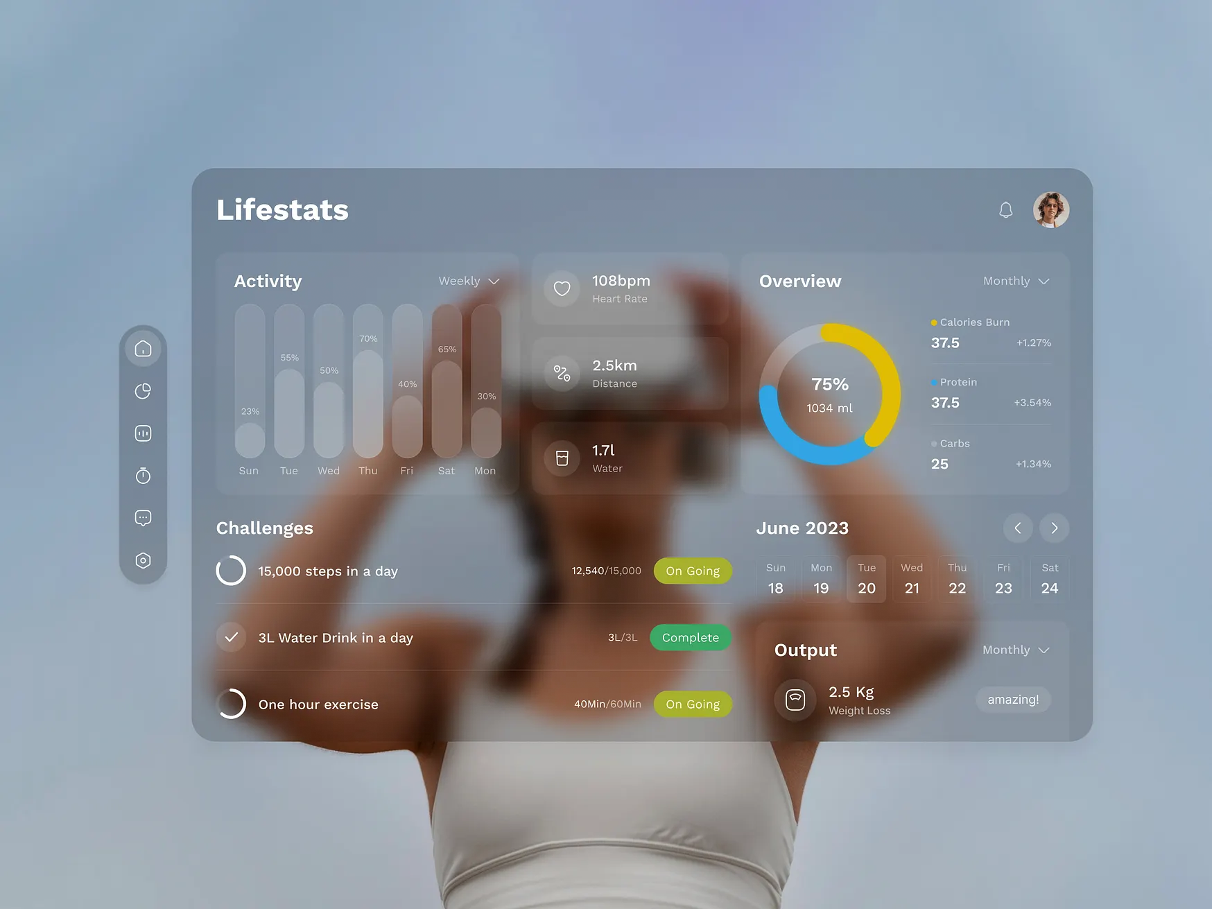 Apple Vision Pro LifeStats Tableau de Bord de la Santé
