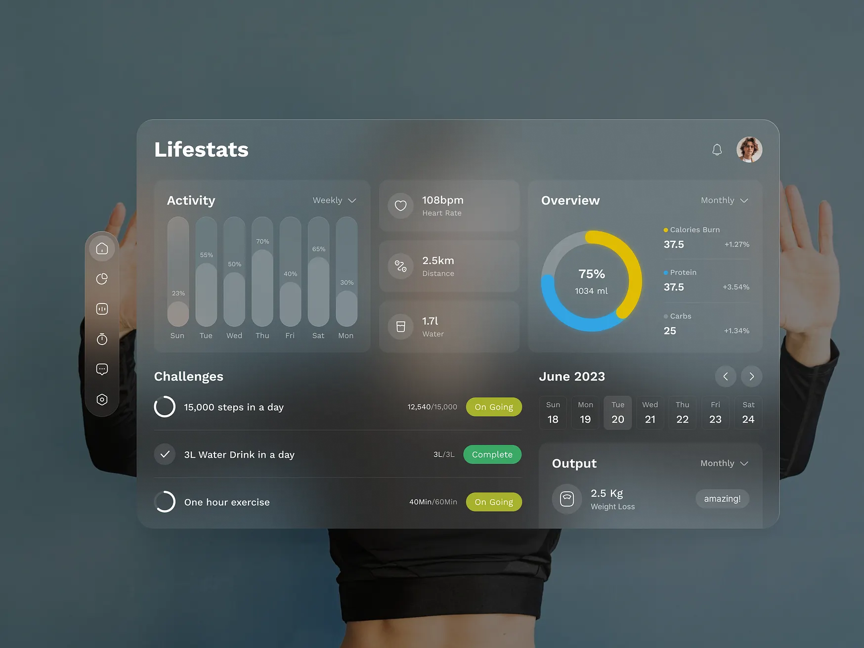 Apple Vision Pro LifeStats Tableau de Bord de la Santé